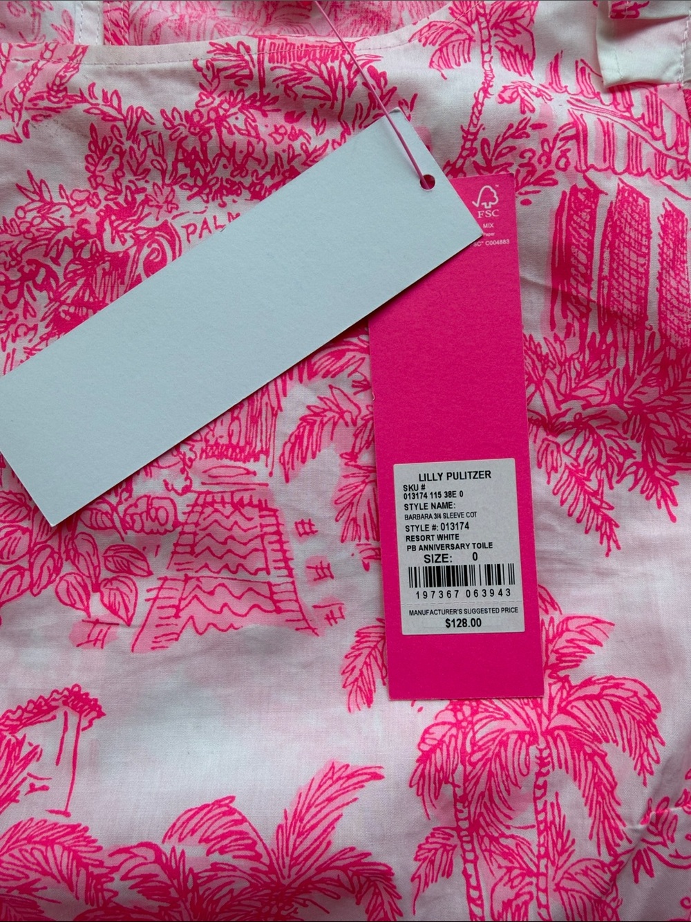 NWT Lily Pulitzer Barbara 3/4 Sleeve Resort White Palm Beach Anniversary Toile - Picture 6 of 9